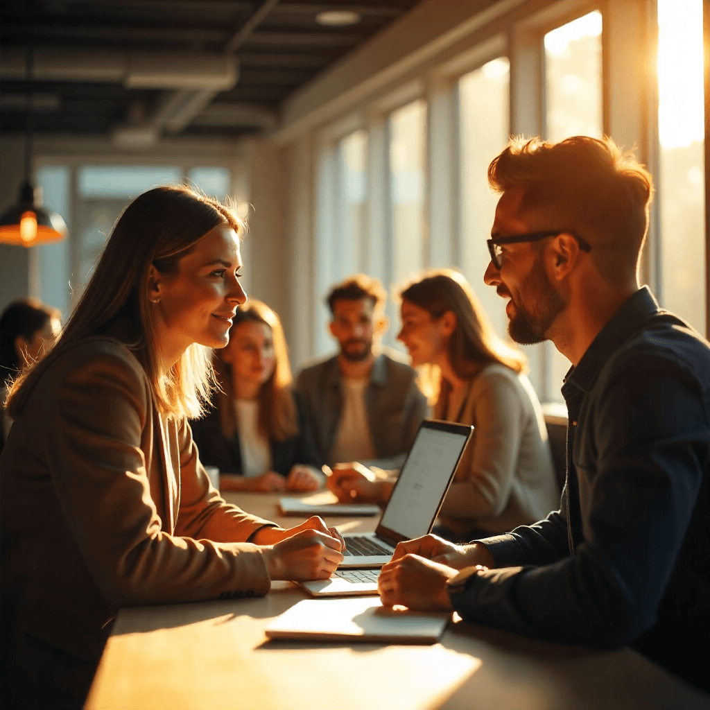 Professional team meeting in modern office